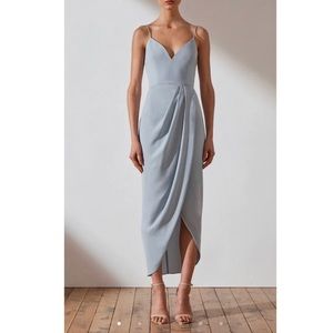 Shona Joy Draped Cocktail Dress- Powder Blue